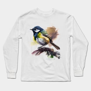 Tomtit Bird Watercolor Long Sleeve T-Shirt